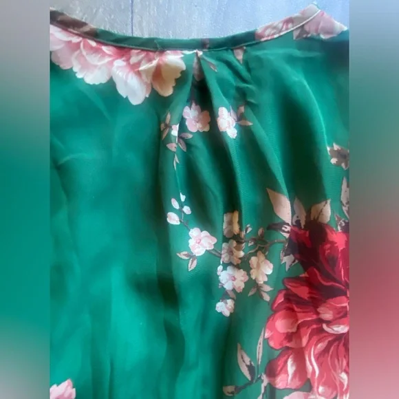 NWOT Ricarica Floral Chiffon Maxi Dress in Forest Green - Picture 8 of 9